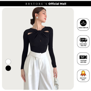 Áo thun tay dài trễ vai xoắn ngực cutout vai bbstore's -a2406