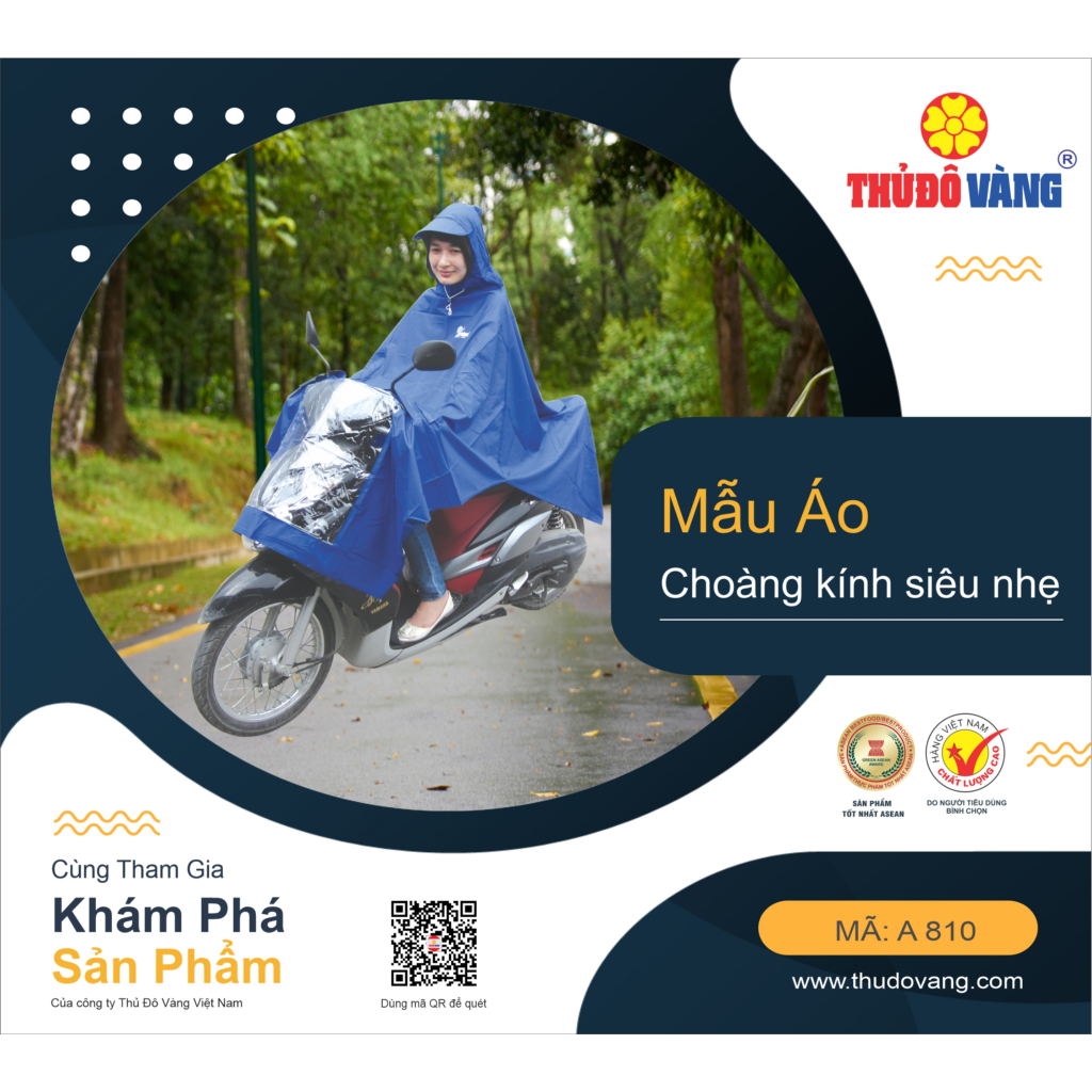 810 Áo Mưa Thủ Đô Vàng Siêu Nhẹ Một Đầu Mã A810