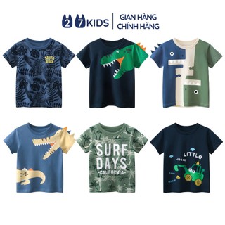 Áo thun bé trai ngắn tay 27Kids áo cộc nam vải Cotton cho trẻ từ 2-10 tuổi BSTS8
