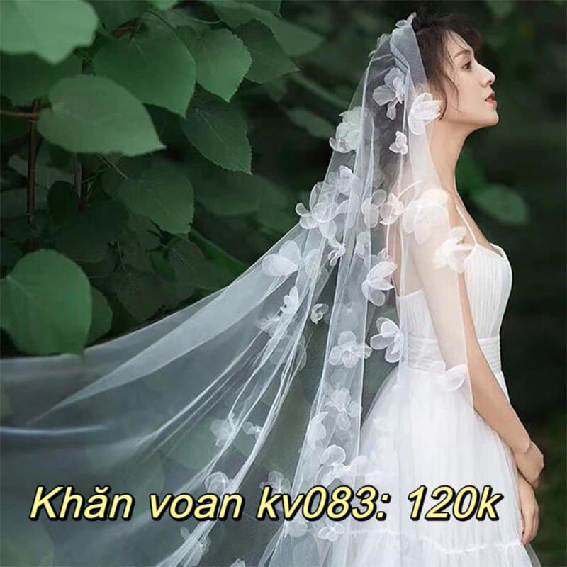 Khăn von, lúp cô dâu phối von hoa KV083