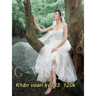 Khăn von, lúp cô dâu phối von hoa KV083
