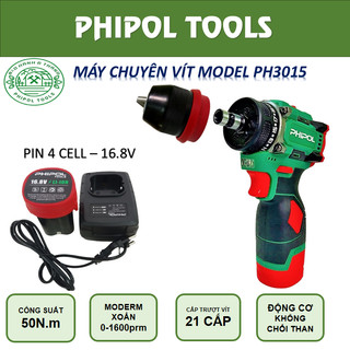 Máy khoan pin và chuyên vít 2 đầu phipol chỉnh tốc, đầu 10, mã máy ph3015