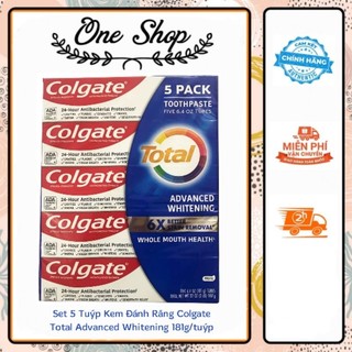 Mẫu mới - Set 5 tuýp kem đánh răng Colgate Total Advanced Whitening 181g/tuýp của Mỹ