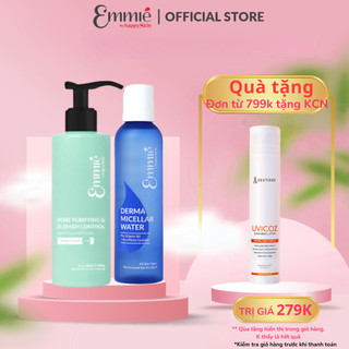Bộ Sản Phẩm Làm Sạch Da Emmié By Happy Skin 2 món: Gel Rửa Mặt B5 Emmie 180ml + Nước Tẩy Trang Emmie 250ml