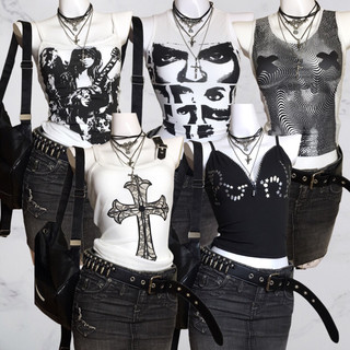 🥀Co giãn🥀Áo 3 lỗ, áo cami, 2 dây, tanktop đa dạng phong cách gothic punkrock y2k