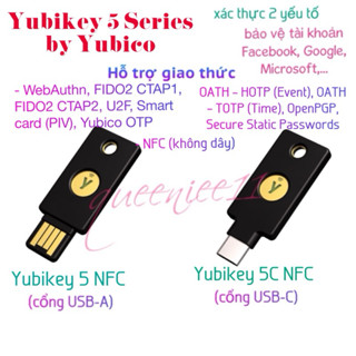 (Chính hãng Mỹ - New 100%) Yubikey 5 NFC/ 5C NFC Thiết bị xác thực, khoá bảo mật Yubikey của Yubico 5 NFC và 5C NFC