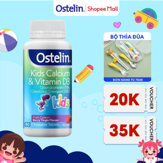 Viên nhai Ostelin Kids 90 viên bổ sung Canxi và Vitmin D3 cho bé hỗ trợ miễn dịch và cấu trúc xương của trẻ em