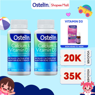 Combo 2 lọ Viên uống bổ sung Canxi và vitamin D3 cho mẹ bầu Ostelin Calcium & Vitamin D3 For Strong Bones 130 viên
