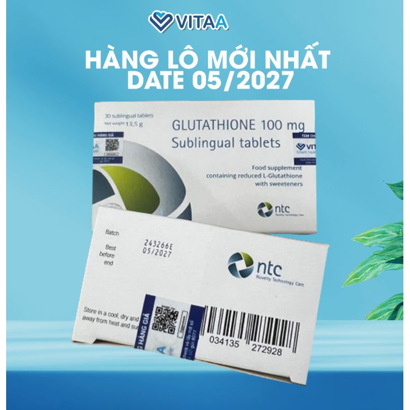 COMBO 3 HỘP Viên Ngậm Trắng Da GLUTATHIONE 100mg SUBLINGUAL TABLETS Nhập Nhẩu Italy