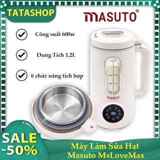Máy Làm Sữa Hạt Masuto MsLoveMax - Thủy Tinh Nắp Inox 1.2l Cường Lực Xay Hạt Nhuyễn Mịn Chống Trào gồm 6 Chế Độ Nấu