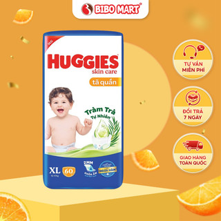  Bỉm Tã Quần Huggies Skincare Tinh Chất Tràm Trà Tự Nhiên Kháng Khuẩn Size XL60 Bé 12-17kg-BiboMart 
