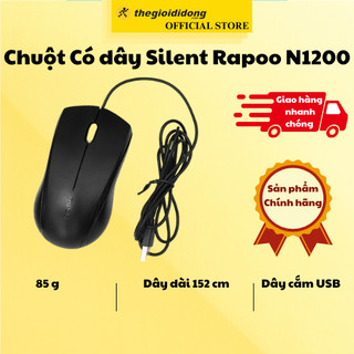 Chuột Có Dây Silent Rapoo N1200 Đen 1000 DPI - Hàng chính hãng - BH 24 tháng