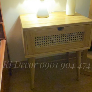 Kệ tủ đầu giường mây mắt cáo, kệ decor