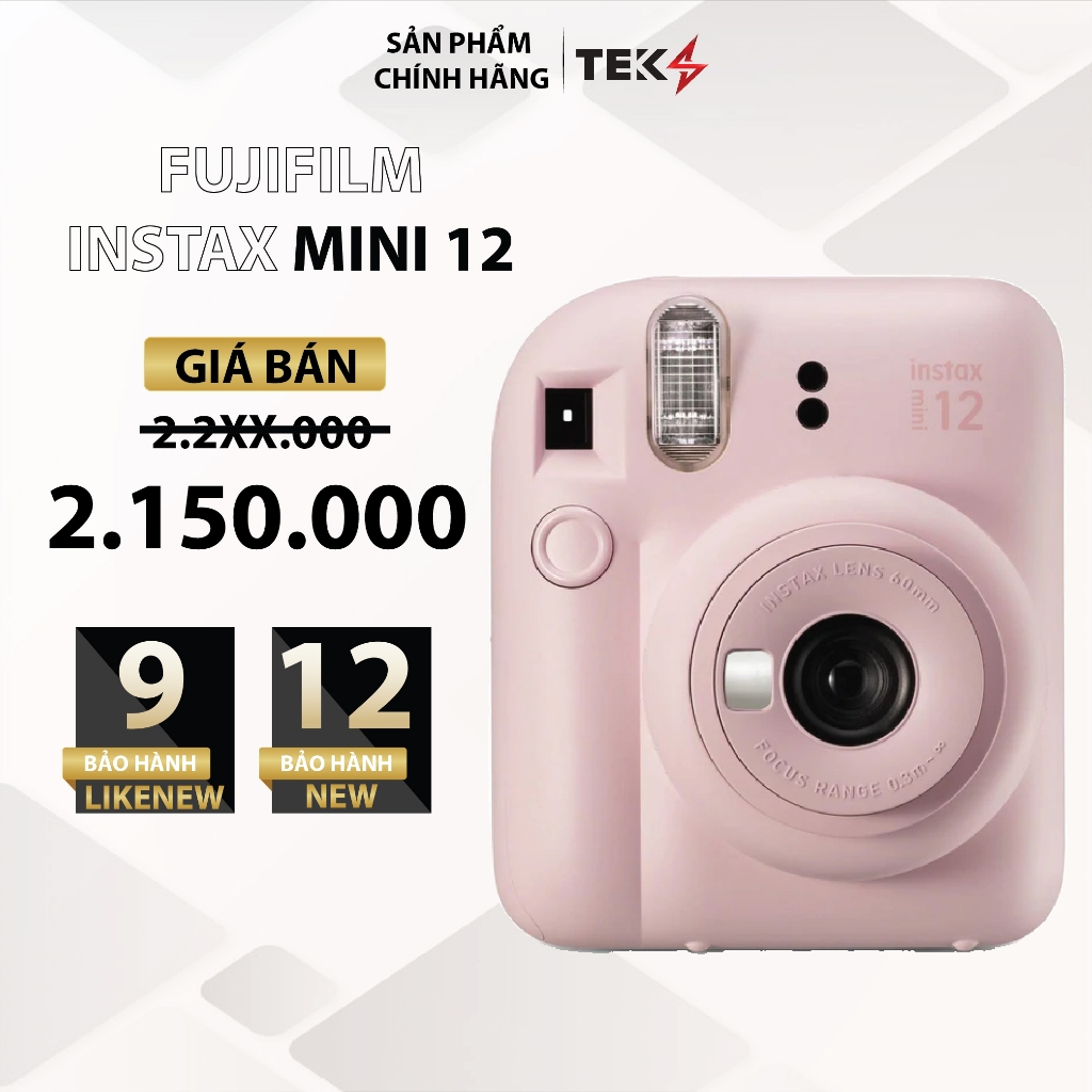 Hoả Tốc HN – Instax Mini 12 Máy Ảnh Chụp Lấy Ngay, Đủ Màu Pastel, Selfie Đẹp, Date Mới, Bảo Hành 9T