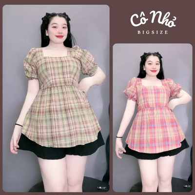 Áo Babydoll Nữ Bigsize Tay Ngắn Phồng Vạt Xòe Nhún Chun Sau Lưng Màu Vintage SM27