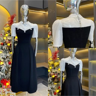 Váy Thiết Kế Evii V29 dành cho nữ  Đầm thiết kế cổ Đức phối tơ mềm dáng A xoè dài phù hợp đi làm  đi chơi và đi dự tiệc