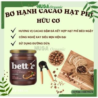 Bơ cacao hạt phỉ hữu cơ - bett'r - 250g