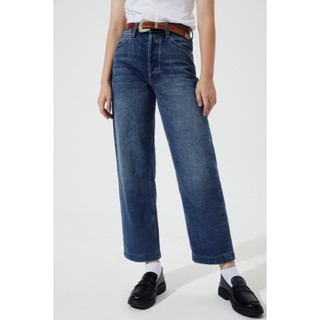 TheBlueTshirt - Quần Jeans Lưng Cao Nữ Ống Rộng Màu Đậm - The Original Dad Jeans Dark Blue Wash
