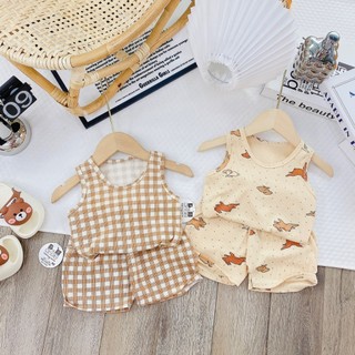 Combo 3 Bộ quần áo ba lỗ tăm lạnh cho bé , chất vải siêu mềm, siêu mát (6-16kg)