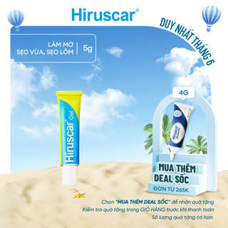 Gel cải thiện sẹo vừa, sẹo lõm, sẹo thâm Hiruscar 5g
