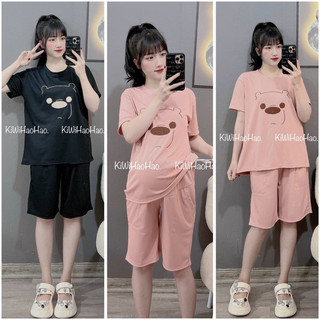 Đồ bộ bầu mùa hè chất đũi lụa mặc đi chơi ở nhà chất siêu mát