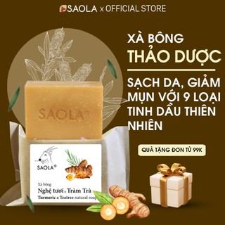 Xà Phòng Trị Mụn Lưng Nghệ Tràm Trà, Gừng, Bạc Hà, Bưởi, Sả Chanh, Tràm, Quế, Dịu Nhẹ, Dưỡng Ẩm 100g