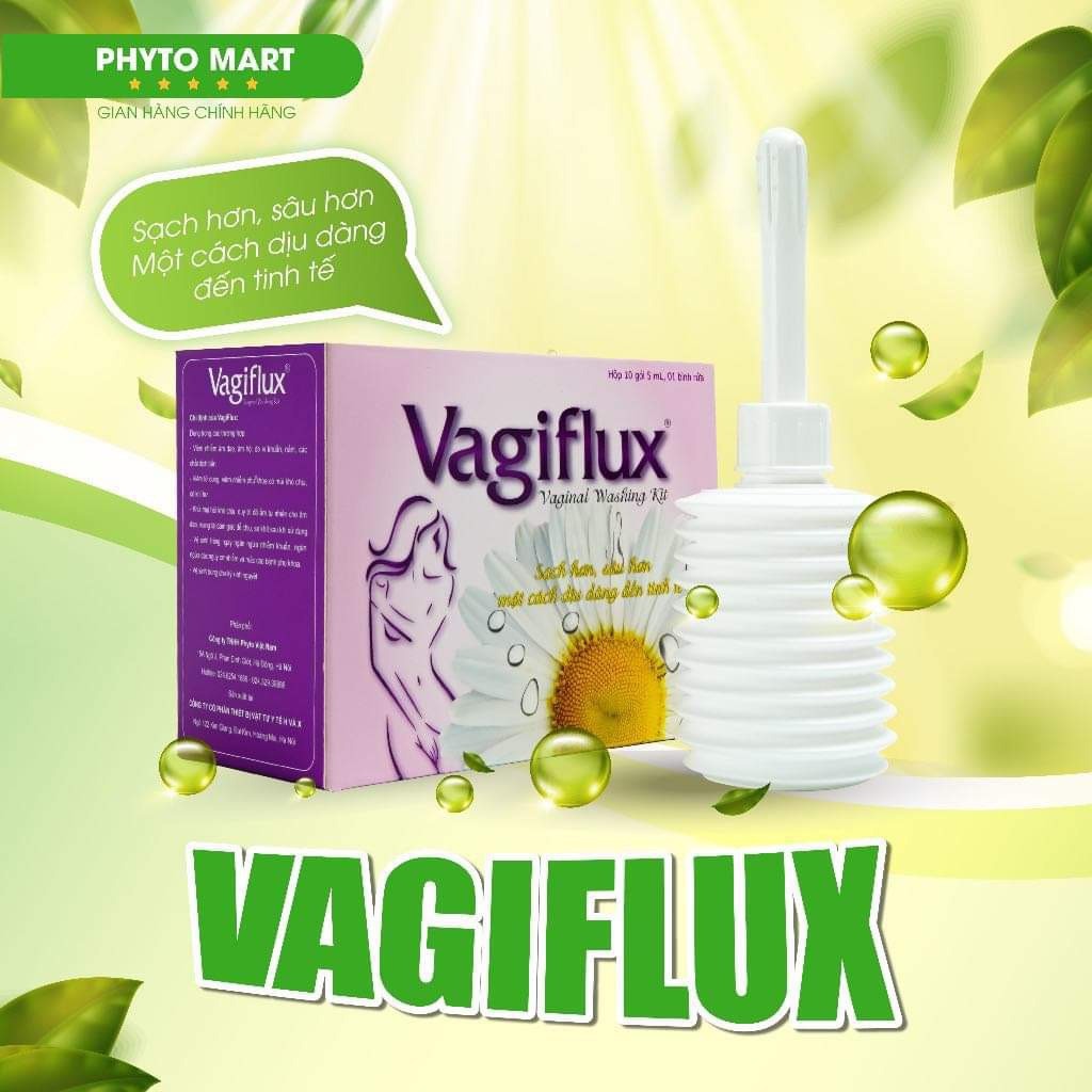 Bình rửa âm đạo Vagiflux 1 bình xịt và 10 ống dung dịch, dung dịch vệ sinh rửa phụ khoa