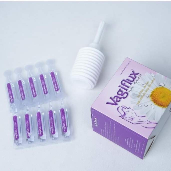 Bình rửa âm đạo Vagiflux 1 bình xịt và 10 ống dung dịch, dung dịch vệ sinh rửa phụ khoa