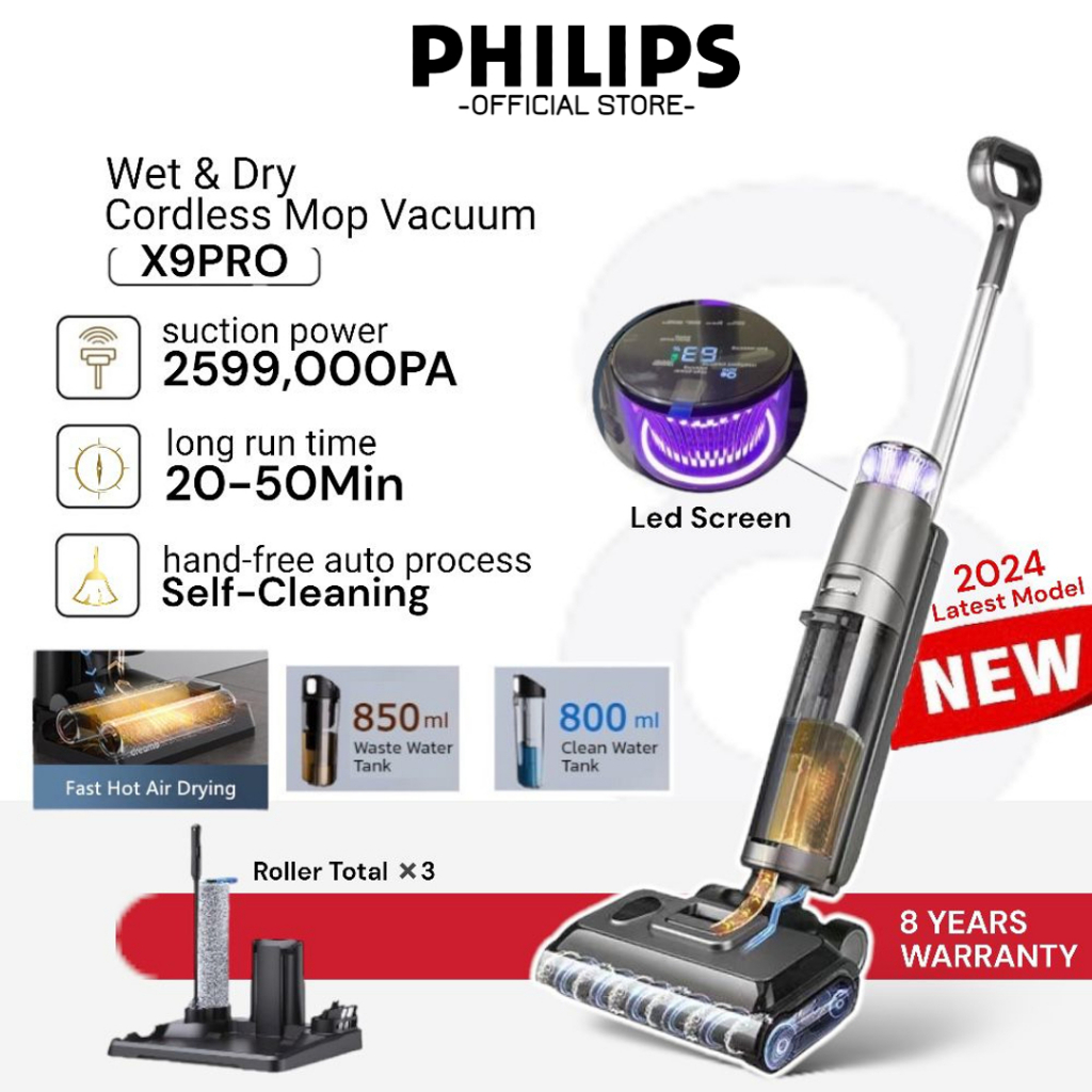 Máy Lau Sàn Hút Bụi Không Dây Cầm Tay X9 PREMIUM -Tự động làm sạch và làm khô cuộn cuộn