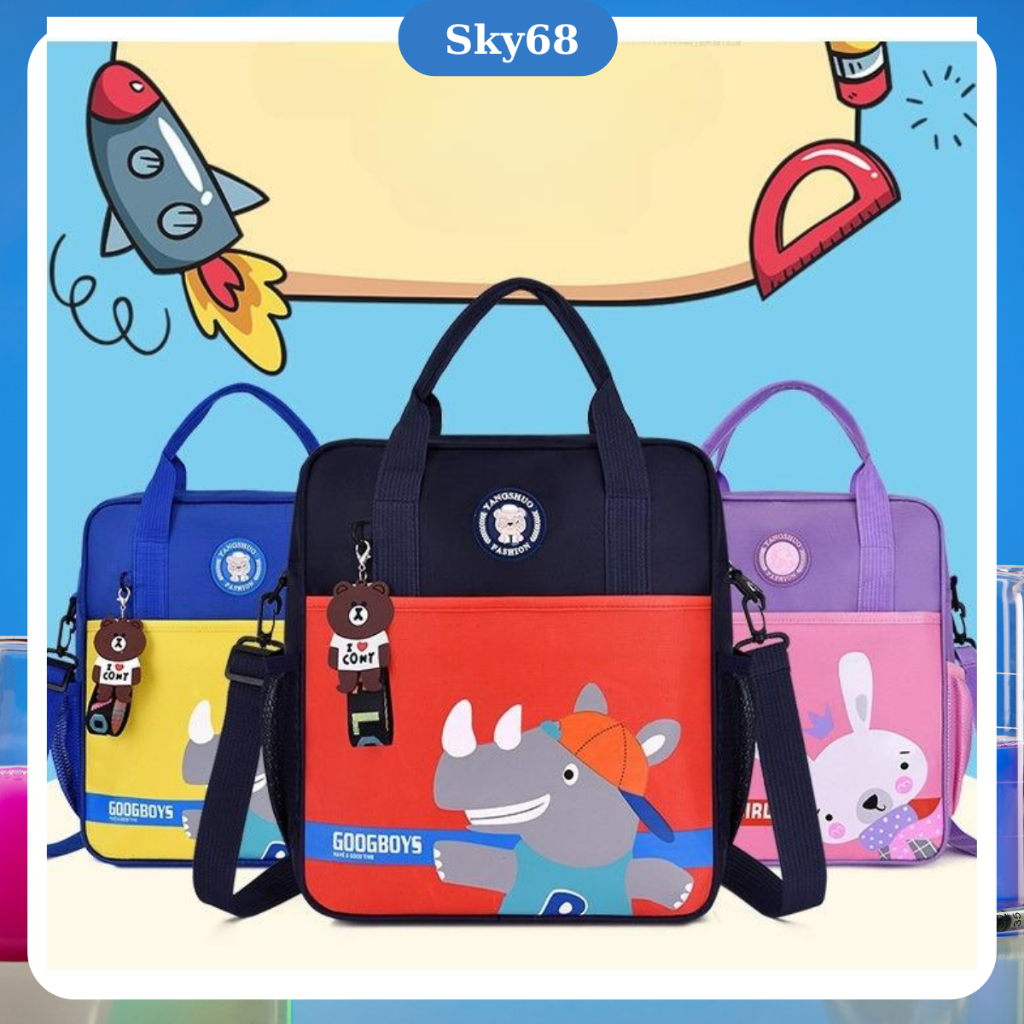 Balo đi học, Túi xách đi học thêm, Cặp học hè cho học sinh tiểu học HT01- TẶNG KÈM MÓC GẤU