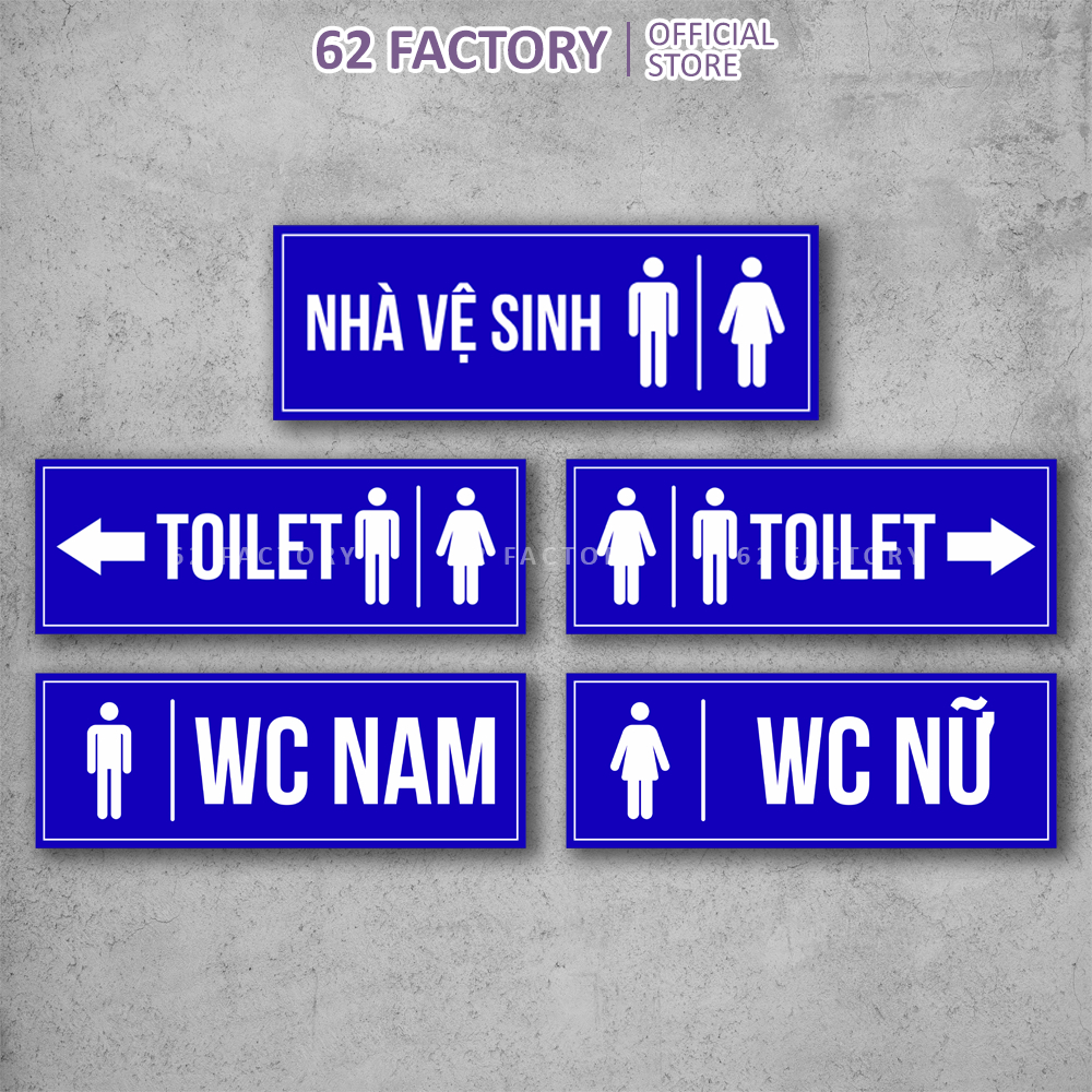 Decal Dán Biển Báo Nhà Vệ Sinh WC Toilet Nam Nữ Trắng Xanh chống nước dán trang trí quán trà sữa, cà phê BIEN-5-WC