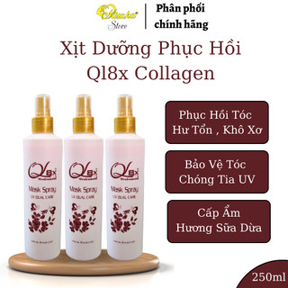 Xịt Dưỡng Tóc Ql8x Collagen ,hương sữa dừa chống sơ rối rụng tóc - 250ml