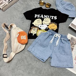 Set Bộ Hè (Tặng Mũ ) In Hình Họa Tiết Áo Chất Cotton Mềm Mix Quần Jean 2 Màu Cho Bé Size 10-24kg Tay Ngắn