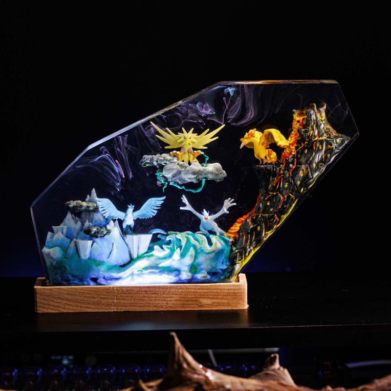 Tổng hợp Đèn gỗ resin epoxy Pokemon World.Lamp resin epoxy Pokemon World