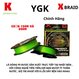 Dây pe câu lure ygk x8 chính hãng nhật bản câu cá lóc cá chẽm cuộn 150m và 200m
