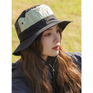  Mũ bucket vành rộng chất liệu dù kháng nước phối màu tươi sáng có dây điều chỉnh DA16 