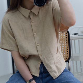 [HÀNG CÓ SẴN] Áo sơmi BASIC LINE tay ngắn, bo vạt áo chất mát