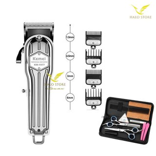 Tăng Đơ Cắt Tóc SALON Cho BARBER KEMEI 1977 Pin Lithium 2500mAh Sử Dụng 300 Phút Cắt Cực Ngọt TẶNG BỘ KÉO Cắt Tóc Chuyên