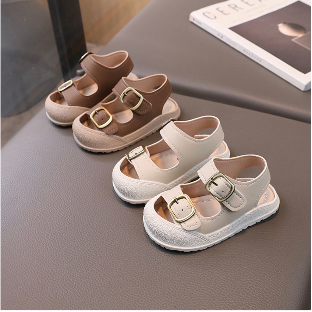 Dép Sandal Mũi Cong Chống Vấp, 2 Quai Dán Ngang Cho Bé Phong Cách Thể Thao (B882)