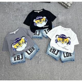 Bộ Hè Hình Con Hổ Cho Bé Chất Co Giãn 3 Màu Size 8-26kg, Quần Áo Trẻ Em Cotton Jean