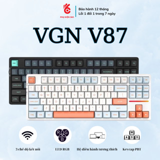 Bàn phím cơ không dây V87 led RGB, trang bị mạch xuôi và hotswap 5 pin