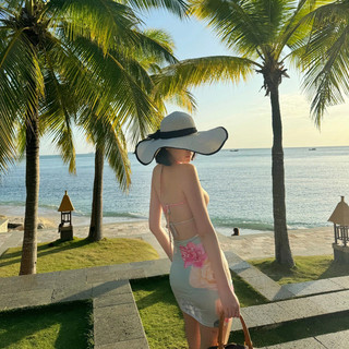 Váy đi biển gợi cảm hot girl Đầm ngắn dành cho nữ dây buộc ba lô hông váy mới in hoa rỗng