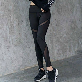 Quần dài tập thể thao nữ gym yoga aerobic phối lưới thun lạnh co giãn 4 chiều