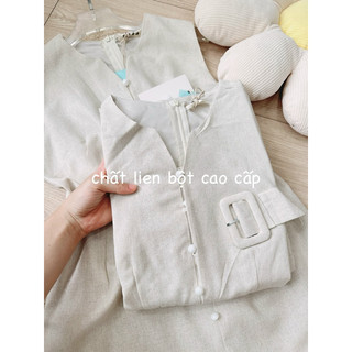 Váy đũi lien đai eo xẻ tà