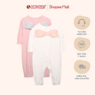 Bộ Liền Thân Romber Dài Tay Bé Gái Cotton Mềm Mịn Thấm Hút Mồ Hôi Khuy Cài Dọc Tiện Dụng