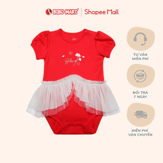 Bộ Bodysuit Body Cộc Tay sơ sinh Bibo's Phối Voan Cotton Thấm Hút Mồ Hôi, Cúc Bấm Tiện Dụng