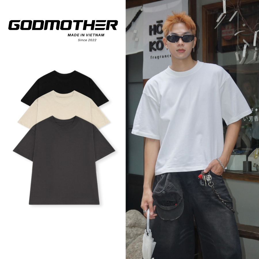 Áo Thun Trơn FORM BOXY GODMOTHER T-Shirt Cotton 250gsm Thoáng Mát Phong Cách Trẻ Trung Năng Động | BigBuy360 - bigbuy360.vn
