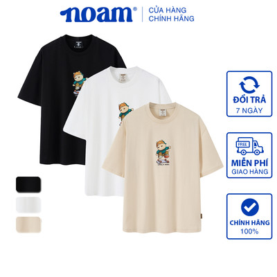 Áo thun Form rộng NOAM Nafox Kickflip Unisex 100% Cotton - Màu đen/trắng/be