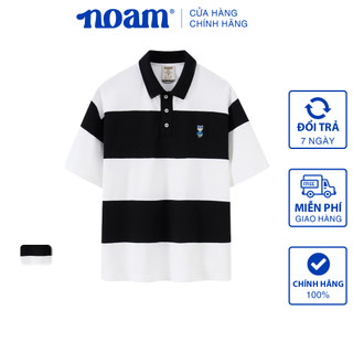 Áo Polo Form rộng NOAM Stripe Rugby Polo Unisex 100% Cotton - Sọc ngang đen/trắng