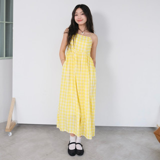 Váy linen kẻ ô dáng dài ailee dress tkv166